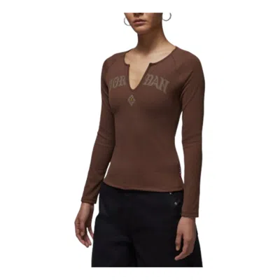 Jordan (wmns) Air  New Year Collection Long Sleeved Knit Top 'light Chocolate' In Brown