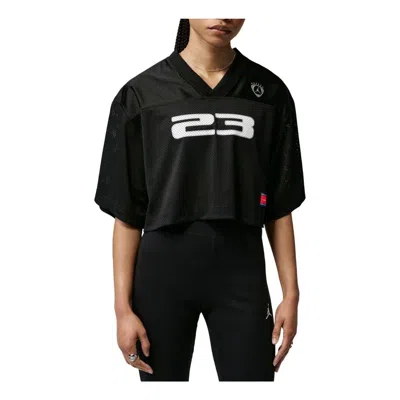 Jordan Brooklyn Mesh-panel Cropped T-shirt In Black