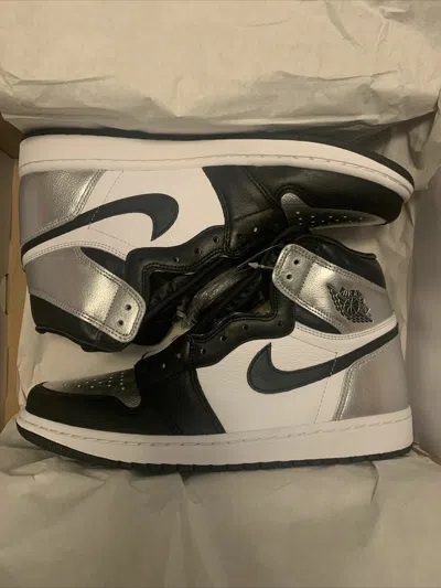 Pre-owned Jordan Wmns Nike Air  1 Retro High Og Silver Toe 4-13 Black White Cd0461-001