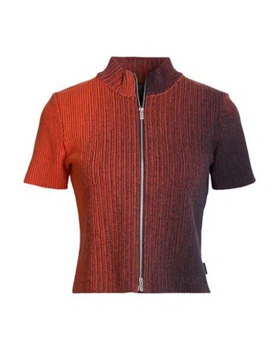 Jordan Woman Cardigan Rust Size M Cotton, Polyester, Ecocoolmax In Red