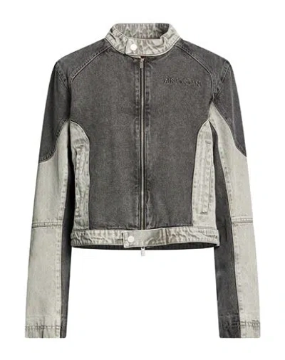 Jordan Woman Denim Outerwear Black Size L Cotton In Gray