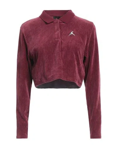 Jordan Woman Polo Shirt Garnet Size L Cotton, Polyester, Elastane In Red
