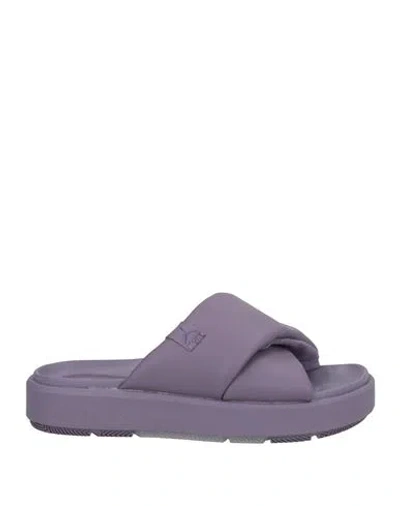 Jordan Woman Sandals Purple Size 8 Leather In Purple