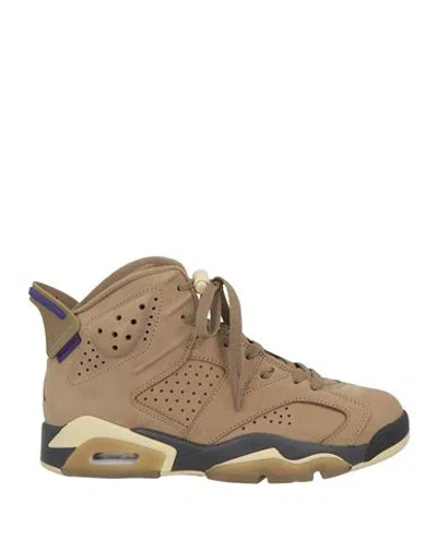 Jordan Woman Sneakers Khaki Size 7.5 Leather In Beige