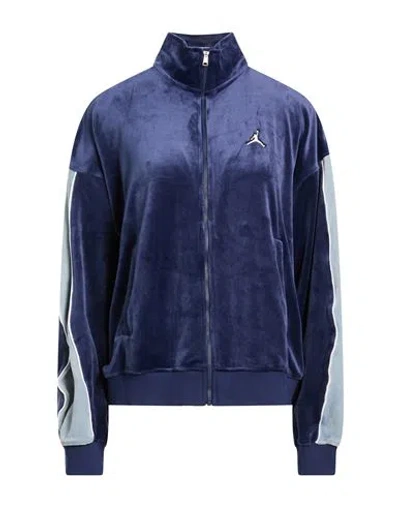 Jordan Woman Sweatshirt Navy Size L Polyester, Elastane In Blue