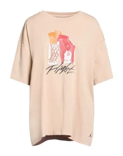 Jordan Woman T-shirt Beige Size Xxl Cotton In Neutral
