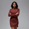 Jordan Women's  1/2-zip Long-sleeve Knit Dress In Brown