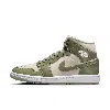 Jordan Women's Air  1 Mid Se Shoes In Sea Glass/oil Green/silver