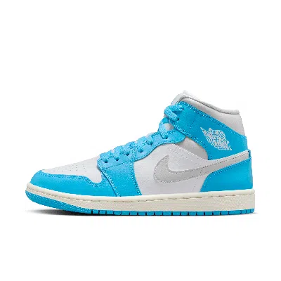 Jordan Women's Air  1 Mid Shoes In Grey/blue