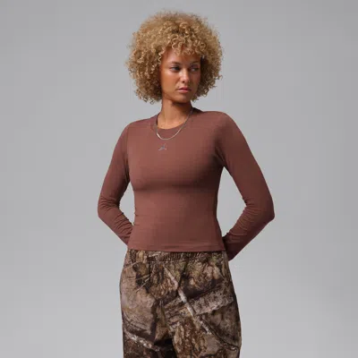 Jordan Women's  Brooklyn Essentials Long-sleeve Mid Layer T-shirt In Brown