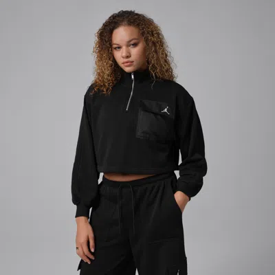 Jordan Women's  Brooklyn Fleece 1/4-zip Hike Mike Top In Black
