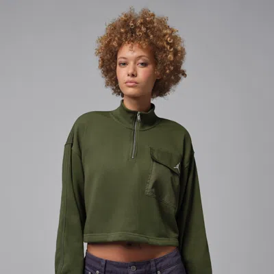 Jordan Women's  Brooklyn Fleece 1/4-zip Hike Mike Top In Green