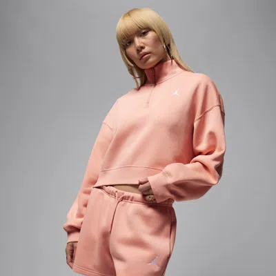 Jordan Women's  Brooklyn Fleece 1/4-zip Top In Pink
