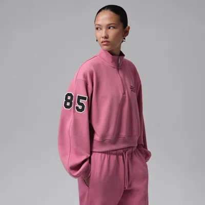 Jordan Womens Brooklyn Fleece Ft Qz Gfx Crop In Pink