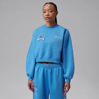 Jordan Women's  Brooklyn Fleece Cropped Crew-neck Sweatshirt In Blue
