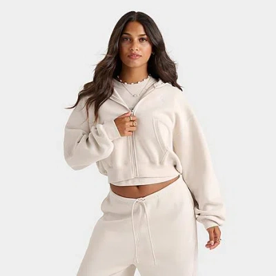 Jordan Women's Brooklyn Fleece Cropped Full-zip Hoodie In Neutral