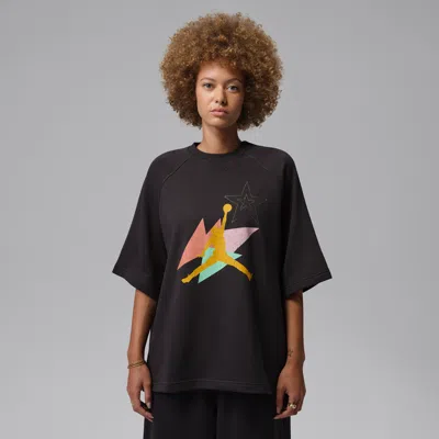 Jordan Women's  Brooklyn Fleece French Terry Short-sleeve T-shirt In Black