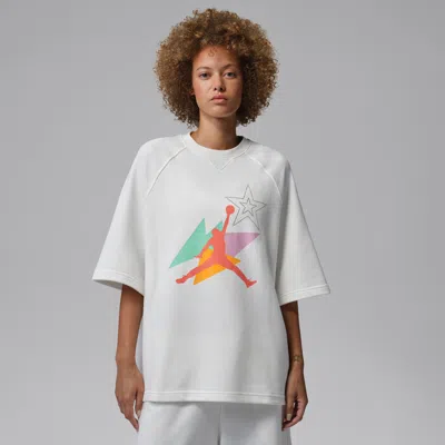 Jordan Women's  Brooklyn Fleece French Terry Short-sleeve T-shirt In White