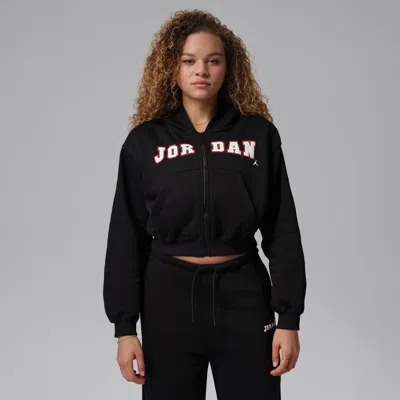 Jordan Women's  Brooklyn Fleece Full-zip Mod-crop Hoodie In Black