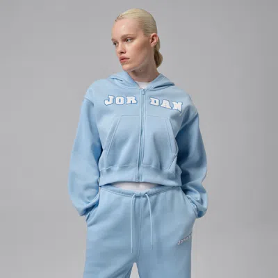 Jordan Women's  Brooklyn Fleece Full-zip Mod-crop Hoodie In Blue