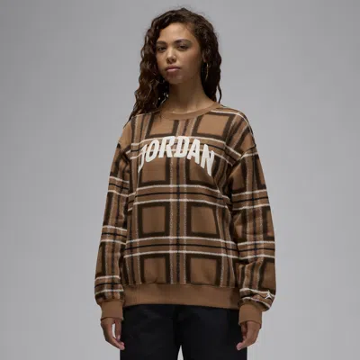 Jordan Women's  Brooklyn Fleece Graphic Crew-neck Sweatshirt In Archaeo Brown/sail