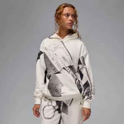 Jordan Women's  Brooklyn Fleece Printed Pullover Hoodie In White