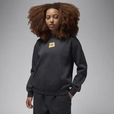 Jordan Women's  Brooklyn Fleece Pullover Hoodie In Off Noir/gym Red