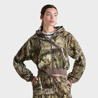 Jordan Women's Brooklyn Fleece Realtree Mod Crop Full-zip Hoodie In Multi
