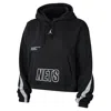 Jordan Women's Brooklyn Nets Courtside Statement Edition  Nba Fleece Pullover Hoodie In Black