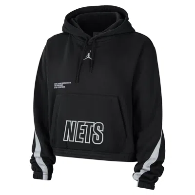Jordan Women's Brooklyn Nets Courtside Statement Edition  Nba Fleece Pullover Hoodie In Black