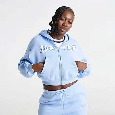 Jordan Women's Brooklyn Varsity Cropped Full-zip Hoodie In Blue