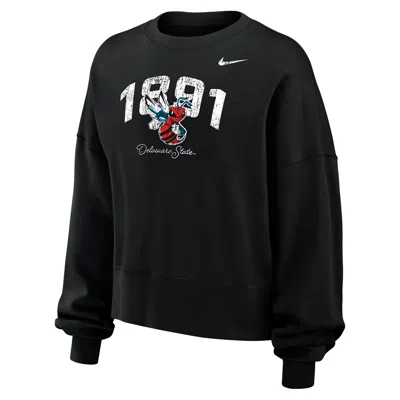 Jordan Women's  College Phoenix Fleece (delaware State University) Crew-neck Sweatshirt In Black