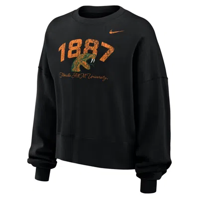 Jordan Women's  College Phoenix Fleece (florida A&m University) Crew-neck Sweatshirt In Black