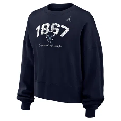 Jordan Women's  College Phoenix Fleece (howard University) Crew-neck Sweatshirt In Blue