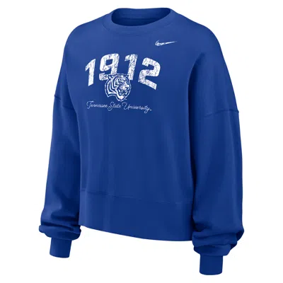 Jordan Women's  College Phoenix Fleece (tennessee State University) Crew-neck Sweatshirt In Blue