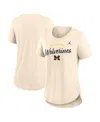 Jordan Women's Cream Michigan Wolverines Script Logo Tri-blend T-shirt In Cream