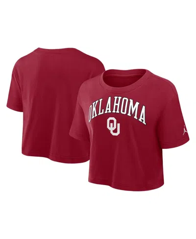Jordan Women's Crimson Oklahoma Sooners Athletic Prep Arch Cropped Performance T-shirt In Red