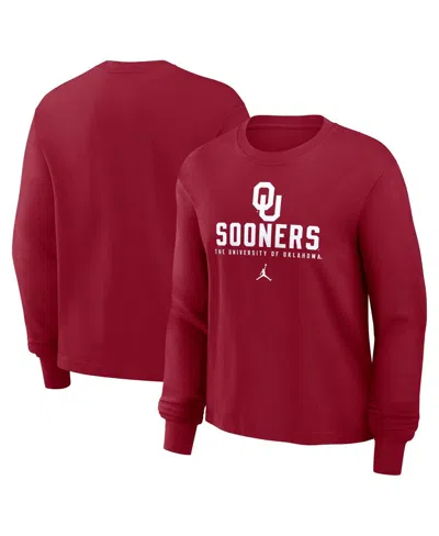 Jordan Women's Crimson Oklahoma Sooners Primetime University Long Sleeve Boxy T-shirt