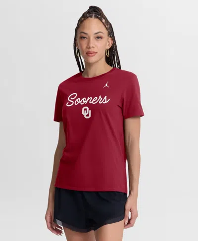 Jordan Women's Crimson Oklahoma Sooners Script Mantra Logo T-shirt In Red