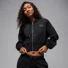 Jordan Women's  Flight Fleece Cropped Satin-lined Hoodie In Black