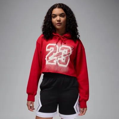 Jordan Women's  Flight Fleece Cropped Satin-lined Hoodie In Varsity Red
