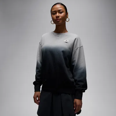 Jordan Flight Fleece Dip Dye Crewneck Sweatshirt In Gray