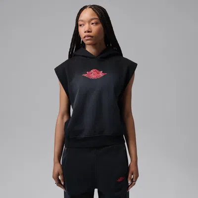 Jordan Women's  Flight Fleece French Terry Short-sleeve Hoodie In Black