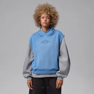 Jordan Women's  Flight Fleece French Terry Short-sleeve Hoodie In Blue