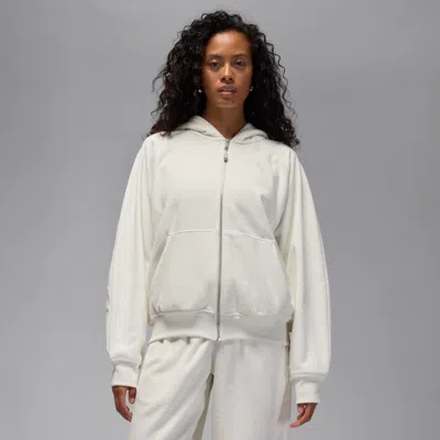 Jordan Women's  Flight Fleece Full-zip Hoodie In White