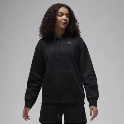 Jordan Women's  Flight Fleece Satin-lined Pullover Hoodie In Black