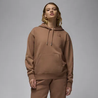 Jordan Women's  Flight Fleece Satin-lined Pullover Hoodie In Archaeo Brown