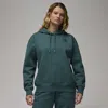 Jordan Women's  Flight Fleece Satin-lined Pullover Hoodie In Green