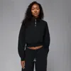 Jordan Flight Fleece Quarter Zip Crop Sweatshirt In Black