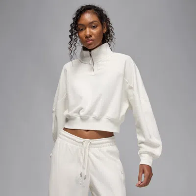 Jordan Flight Fleece Quarter Zip Crop Sweatshirt In Neutral
